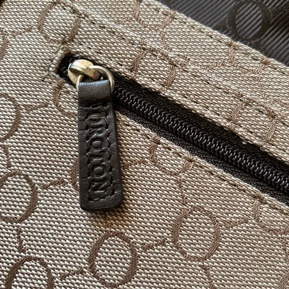 Vintage Oroton canvas and brown leather clutch - Picture 4 of 5